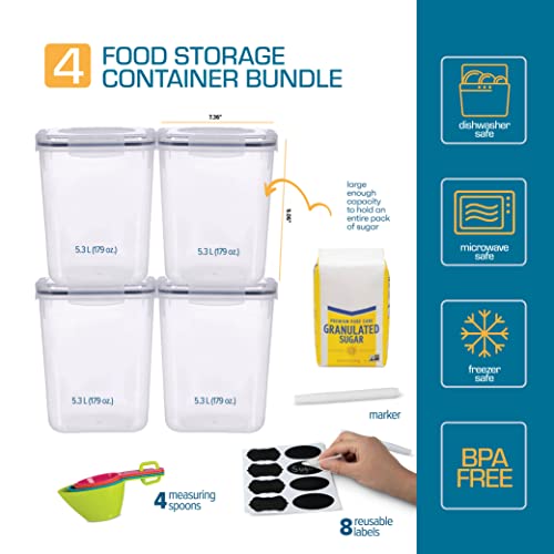 Storeganize Flour Sugar Storage Containers (5.3L/4pk) Great Rice Canisters Sets For The Kitchen pantry, Large Food Storage Containers With Lids Airtight - My Kitchen Products