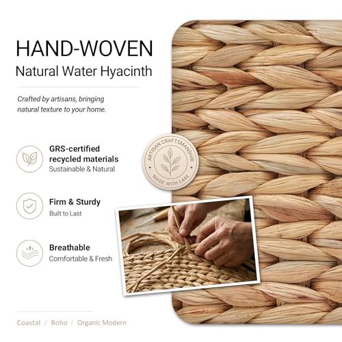 Stylave Pantry Baskets and Organizers, Large Wicker Baskets for Shelves, Handwoven Labeled Storage Basket for Organizing with Handles-Water Hyacinth Storage Bins, Boho Decorative, 3Pack, Natural - My Kitchen Products