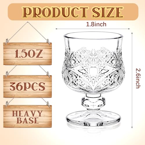 Suclain 36 Pcs Shot Glass Bulk Set 1.5 oz Mini Cute Cordial Glasses with Stem Sherry Glasses Clear Shot Glassware for Wine Liqueur Tequila Whiskey Beverage Wedding Party Bar Supplies - My Kitchen Products