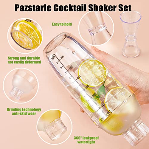 Suclain 8 Pack Plastic Cocktail Shaker Set 6 Pcs 24 oz Hand Drink Mixer Boba Tea Shaker Cup with Scales 2 Pcs Double Measuring Jigger Clear Bottle Tea Drink Mixer Cocktail Cup for Kitchen Bar Party - My Kitchen Products