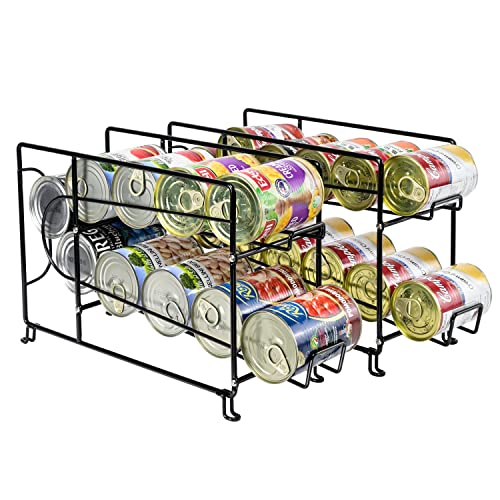 SUFAUY Beverage Can Dispneser Organizer, Stackable Shelves for Storage for Pantry, Black- 2 Pack