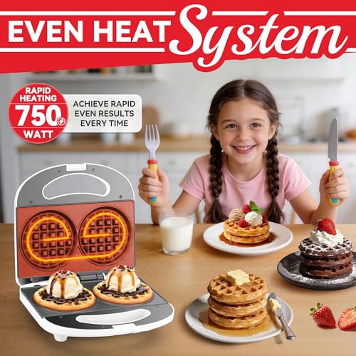 SugarWhisk Double Mini Waffle Maker Machine, Chaffle Maker, Waflera Electrica, Small Waffle Iron for Waffles, Keto Chaffles, Hash Browns, Cookies, 4 Inch - My Kitchen Products