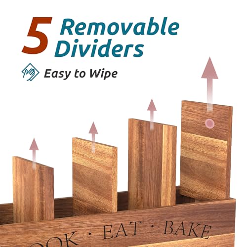Suli Acacia Wood Utensil Holder for Kitchen Counter,Extra Large Utensils Holder with 4 Compartments,Caddy Organizer for Countertop, Farmhouse Kitchen Decor, Rustic Cooking Utensil-Acacia Brown - My Kitchen Products