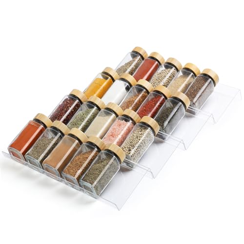 Suneerplay Spice Drawer Organizer 4 Tier, Acrylic Seasoning Organizer Rack, Clear Spice Rack Tray, Kitchen Seasoning Jars Drawers Insert (Jars Not Included/Expandable From 9" to 18") - My Kitchen Products