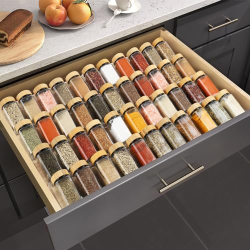 Suneerplay Spice Drawer Organizer 4 Tier, Acrylic Seasoning Organizer Rack, Clear Spice Rack Tray, Kitchen Seasoning Jars Drawers Insert (Jars Not Included/Expandable From 9" to 18") - My Kitchen Products