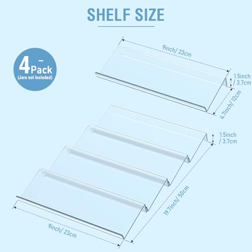Suneerplay Spice Drawer Organizer 4 Tier, Acrylic Seasoning Organizer Rack, Clear Spice Rack Tray, Kitchen Seasoning Jars Drawers Insert (Jars Not Included/Expandable From 9" to 18") - My Kitchen Products