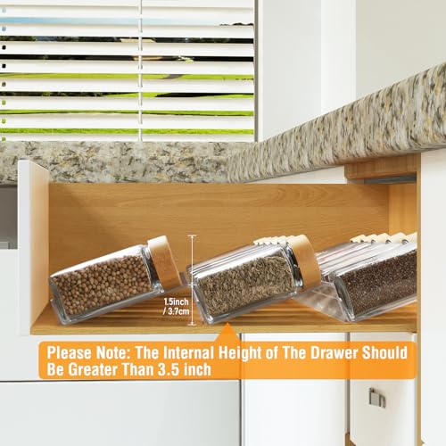 Suneerplay Spice Drawer Organizer 4 Tier, Acrylic Seasoning Organizer Rack, Clear Spice Rack Tray, Kitchen Seasoning Jars Drawers Insert (Jars Not Included/Expandable From 9" to 18") - My Kitchen Products