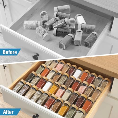 Suneerplay Spice Drawer Organizer 4 Tier, Acrylic Seasoning Organizer Rack, Clear Spice Rack Tray, Kitchen Seasoning Jars Drawers Insert (Jars Not Included/Expandable From 9" to 18") - My Kitchen Products