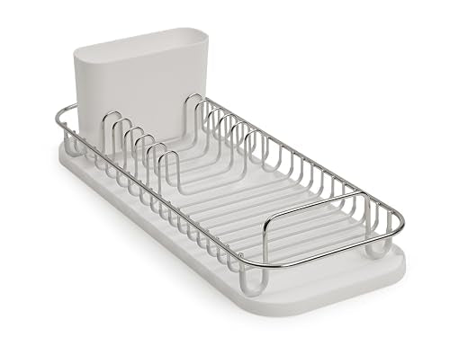 SunnyPoint 304 Stainless Steel NeverRust Compact Dish Drying Rack with Utensil Holder & Removable Drain Tray, Rustproof Small Dish Rack for Kitchen Countertop or Over Sink (Metallic Silver, Compact) - My Kitchen Products