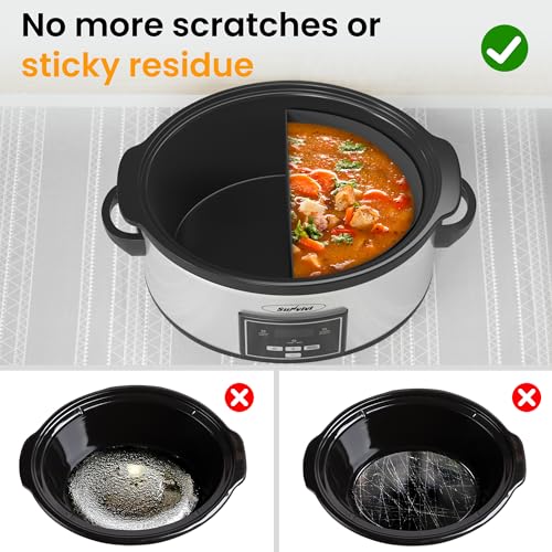 Sunvivi 6 Quarts Programmable Slow Cooker with Reusable Silicone Liners, Digital Timer, Adjustable Temp, Dishwasher Safe Divider Insert, Non-Stick Ceramic Pot & Glass Lid, Stainless Steel, Sliver - My Kitchen Products