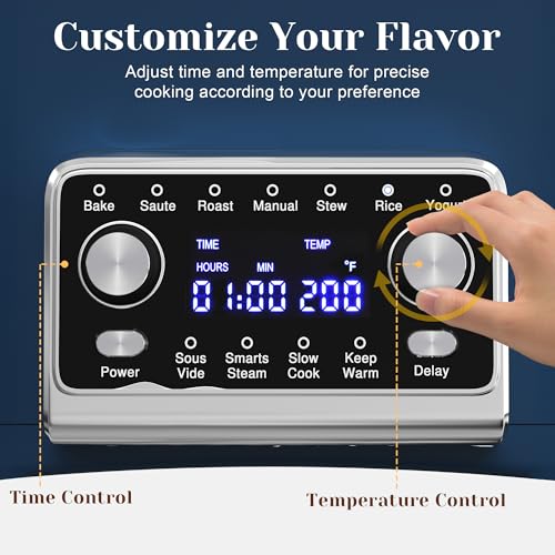 Sunvivi 8 Quart Slow Cooker Roaster Oven, 12 in 1 Programmable Multi-Cooker Food Warmer with Digital Timer, Temp Control, Removable Cast Aluminum Pot & Dishwasher-Safe Tempered Glass Lid, Blue - My Kitchen Products