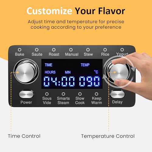Sunvivi 8 Quart Slow Cooker Roaster Oven, 12 in 1 Programmable Multi-Cooker with Digital Timer, Temp Control, Keep Warm, Removable Non-stick Aluminum Pot & Dishwasher-Safe Glass Lid, Stainless Steel - My Kitchen Products
