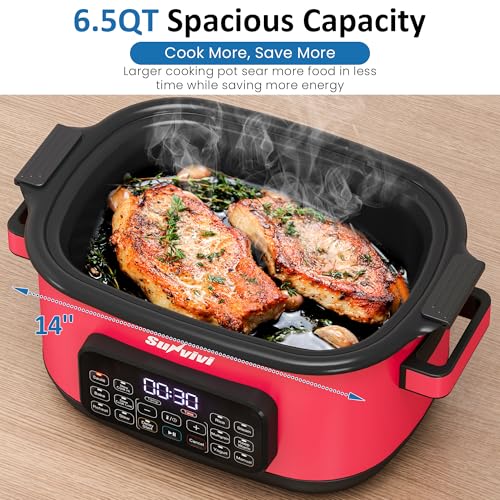 SUNVIVIPRO 12-in-1 Multicooker, 6.5QT Programmable Slow Cooker Roaster Oven - My Kitchen Products