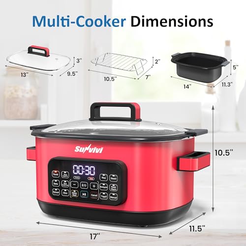 SUNVIVIPRO 12-in-1 Multicooker, 6.5QT Programmable Slow Cooker Roaster Oven - My Kitchen Products