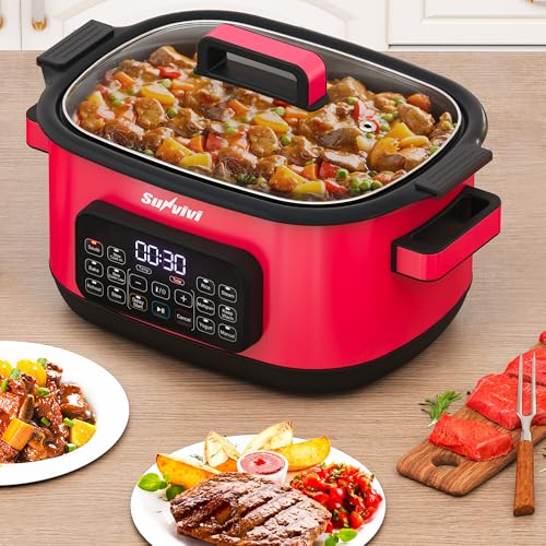 SUNVIVIPRO 12-in-1 Multicooker, 6.5QT Programmable Slow Cooker Roaster Oven - My Kitchen Products