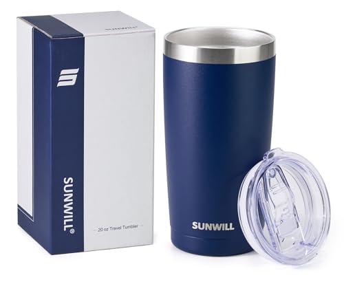 SUNWILL Travel Coffee Tumbler 20 oz, Insulated Mug with Lid, Stainless Steel Cup for Outdoor, Powder Coated Navy - My Kitchen Products