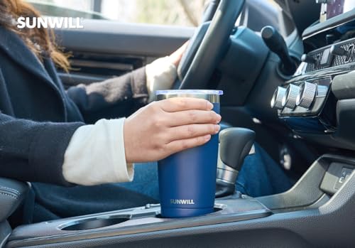 SUNWILL Travel Coffee Tumbler 20 oz, Insulated Mug with Lid, Stainless Steel Cup for Outdoor, Powder Coated Navy - My Kitchen Products