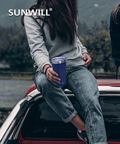 SUNWILL Travel Coffee Tumbler 20 oz, Insulated Mug with Lid, Stainless Steel Cup for Outdoor, Powder Coated Navy - My Kitchen Products