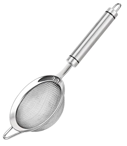 SUNWUKIN 304 Stainless Steel Fine Mesh Strainers for Kitchen, Colander-Skimmer with Handle, Sieve Sifters for Food, Tea