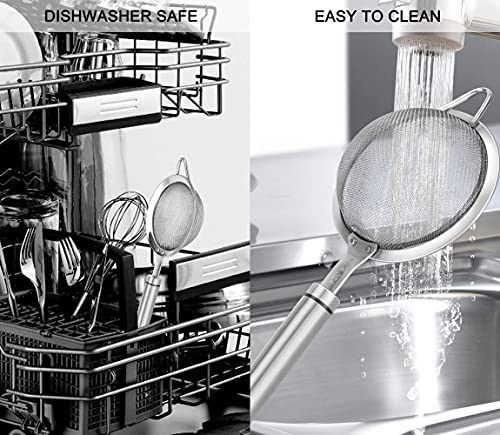 SUNWUKIN 304 Stainless Steel Fine Mesh Strainers for Kitchen, Colander-Skimmer with Handle, Sieve Sifters for Food, Tea, Rice, Oil, Noodles, Fruits, Vegetable - My Kitchen Products