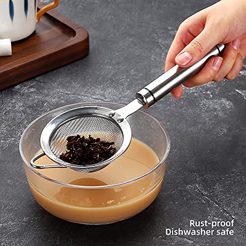 SUNWUKIN 304 Stainless Steel Fine Mesh Strainers for Kitchen, Colander-Skimmer with Handle, Sieve Sifters for Food, Tea, Rice, Oil, Noodles, Fruits, Vegetable - My Kitchen Products
