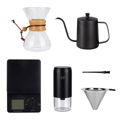 SuperCook Pour Over Coffee Dripper Set, Hand Drip Coffee Maker Set, All in One Pour Over Kit with Electric Grinder, Coffee Dripper Set, Ideal for Anniversary Birthday Gift - My Kitchen Products
