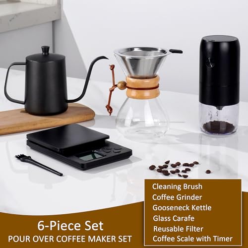 SuperCook Pour Over Coffee Dripper Set, Hand Drip Coffee Maker Set, All in One Pour Over Kit with Electric Grinder, Coffee Dripper Set, Ideal for Anniversary Birthday Gift - My Kitchen Products