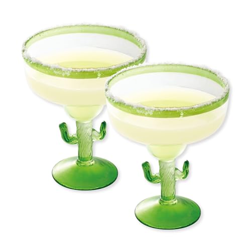 Supreme Housewares Cactus Margarita Glasses, Durable BPA-Free Acrylic Drinkware, Shatter-Proof and Reusable, Green, 18