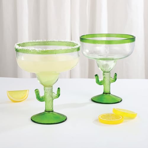 Supreme Housewares Cactus Margarita Glasses, Durable BPA-Free Acrylic Drinkware, Shatter-Proof and Reusable, Green, 18 oz, Set of 2 - My Kitchen Products
