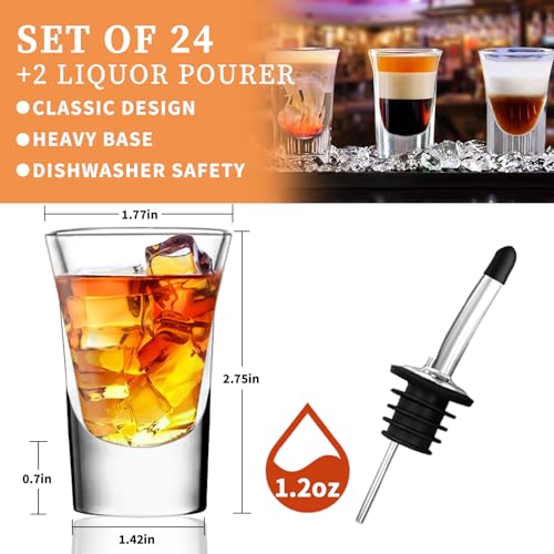 SuproBarware Shot Glasses Set of 24-1.2 oz/35 ml Clear Shot Glass with Heavy Base, Rock Shot Glasses bulk for Cocktail, Vodka, Espressos, Liqueurs, Tequila and Desserts - My Kitchen Products