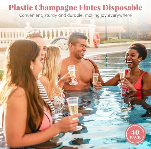 SUREHOME Plastic Champagne Flutes 40 Pack Disposable Champagne Glasses 5oz Clear Plastic Mimosa Glasses Wedding Cocktail Cups Bulk for New Years Eve Party Supplies 2026 Engagement Birthday Decorations - My Kitchen Products