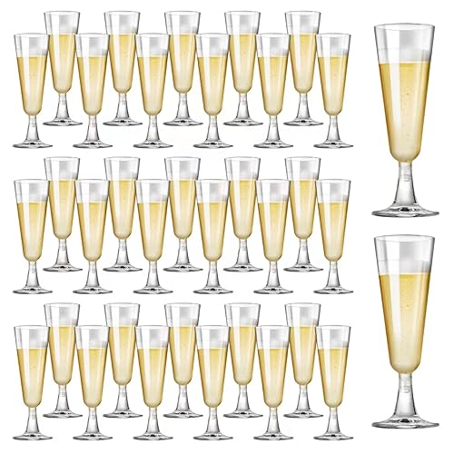 SUREHOME Plastic Champagne Flutes 40 Pack Disposable Champagne Glasses 5oz Clear Plastic Mimosa Glasses Wedding Cocktail