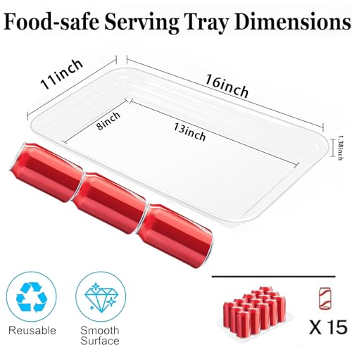 SUT 6-Pack Clear Serving Trays for Entertaining-16 x 11" Serving Platters for Snacks, Fruit, Cookies, Dessert, Reusable Plastic Trays for Serving Food and Party Organization in Kitchen & for Parties - My Kitchen Products