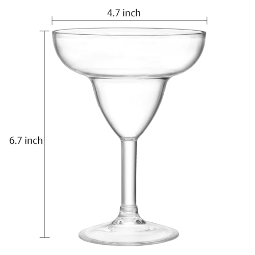 Suwimut Set of 6 Plastic Margarita Glasses, 12 oz Unbreakable Martini Cocktail Glasses with Stem, Reusable, BPA-Free, Shatter-Proof for Bar, Whiskey, Tequila, Poolside, Outdoors, Camping, Clear - My Kitchen Products