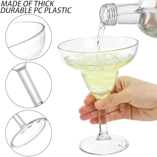 Suwimut Set of 6 Plastic Margarita Glasses, 12 oz Unbreakable Martini Cocktail Glasses with Stem, Reusable, BPA-Free, Shatter-Proof for Bar, Whiskey, Tequila, Poolside, Outdoors, Camping, Clear - My Kitchen Products