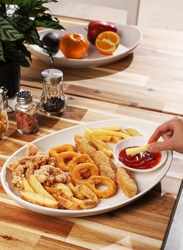 Sweese 2-Pack Porcelain Oval Serving Platters, White High-Grade Durable Professional, 14.5 Inch 2.0 Count - My Kitchen Products