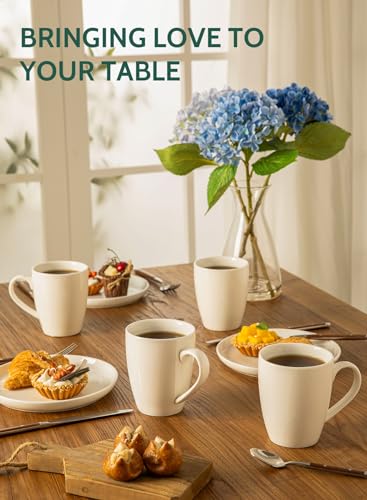 Sweese Porcelain Coffee Mugs - 16 Ounce - Set of 6, Cups for Latte, Hot Tea, Cappuccino, Mocha, Cocoa, White - My Kitchen Products