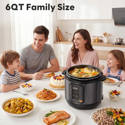 Sweetcrispy 16-in-1 Electric Pressure Cooker 6QT, 12-Preset Multi Cookers with Ceramic Pot, Slow Cook Rice Steamer Sauté Soup Yogurt Maker and More, Recipe Book - My Kitchen Products
