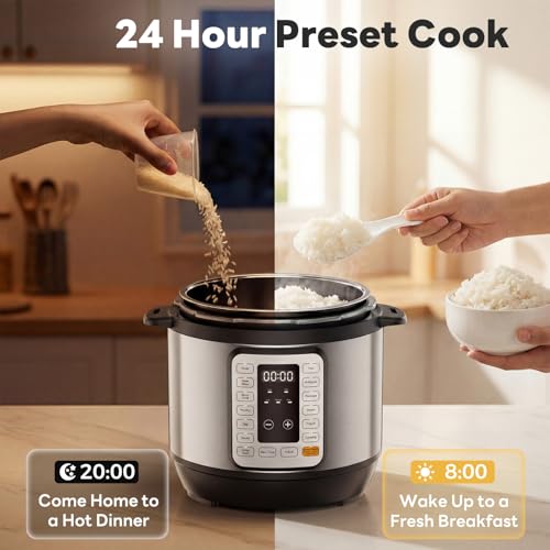Sweetcrispy 16-in-1 Electric Pressure Cooker 6QT, 12-Preset Multi Cookers with Ceramic Pot, Slow Cook Rice Steamer Sauté Soup Yogurt Maker and More, Recipe Book - My Kitchen Products