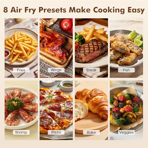 Sweetcrispy 6.34QT Air Fryer, 8-in-1 Air Fryers Oven with Visible Window, 400℉ Fast Heating, Nonstick Dishwasher-Safe Basket, Timer & Auto-Off, Stainless Steel, Grey - My Kitchen Products