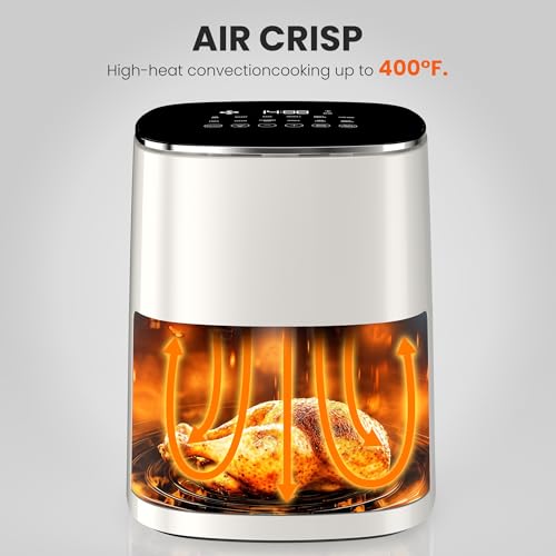 Sweetcrispy 6QT Air Fryer with Window, Square Airfryer Oven 12-in-1 for Family, 400°F Rapid Air Crispy Technology, Roast Bake Dehydrate, Nonstick & Easy-Clean Basket, Off-White - My Kitchen Products