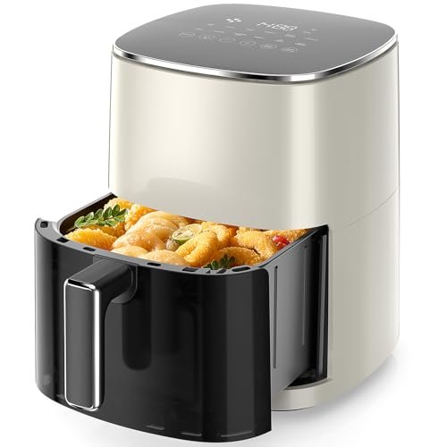 Sweetcrispy 6QT Air Fryer with Window, Square Airfryer Oven 12-in-1 for Family, 400°F Rapid Air Crispy Technology, Roast Bake Dehydrate, Nonstick & Easy-Clean Basket, Off-White - My Kitchen Products