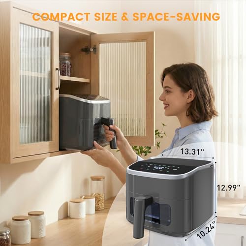 Sweetcrispy Air Fryer 4 Quart with Window, 1500W Digital Airfryer with 8 Presets, 60-Min Timer, Max 400°F, Auto Shut Off & Nonstick Dishwasher Safe Basket, Shake Reminder for Small Kitchen - My Kitchen Products