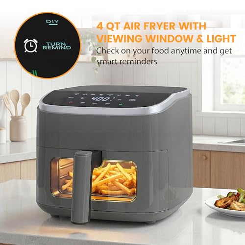 Sweetcrispy Air Fryer 4 Quart with Window, 1500W Digital Airfryer with 8 Presets, 60-Min Timer, Max 400°F, Auto Shut Off & Nonstick Dishwasher Safe Basket, Shake Reminder for Small Kitchen - My Kitchen Products