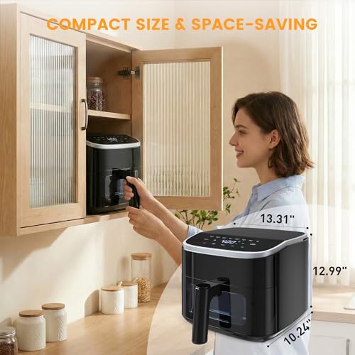 Sweetcrispy Air Fryer 4 Quart with Window, 1500W Digital Airfryer with 8 Presets, 60-Min Timer, Max 400°F, Auto Shut Off & Nonstick Dishwasher Safe Basket, Shake Reminder for Small Kitchen - My Kitchen Products