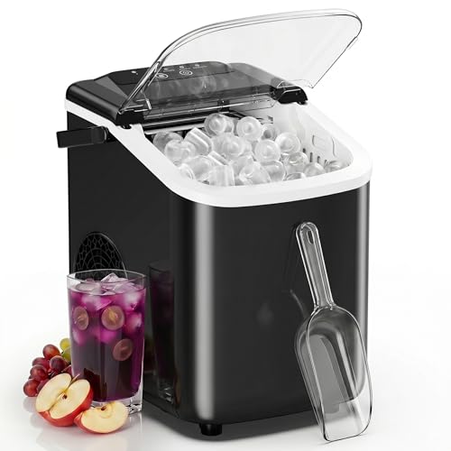 Sweetcrispy Countertop Ice Maker with Scoop, Basket and Handle, Portable Ice Machine 9 Cubes Ready in 6 Mins, 26.5lbs in 24Hrs, 2 Sizes for Home Kitchen Office Bar Party - My Kitchen Products