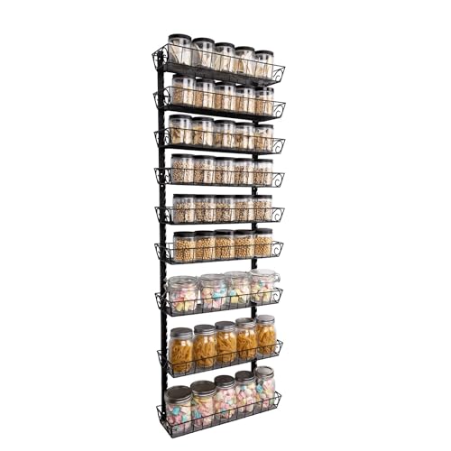 SWOMMOLY Adjustable Wall Mount Spice Rack, 9-Tier Dual-use (Multi-use) Organizer, Black - My Kitchen Products