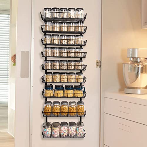 SWOMMOLY Adjustable Wall Mount Spice Rack, 9-Tier Dual-use (Multi-use) Organizer, Black - My Kitchen Products