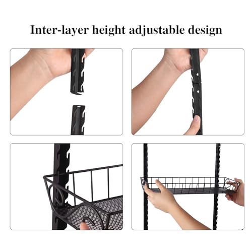 SWOMMOLY Adjustable Wall Mount Spice Rack, 9-Tier Dual-use (Multi-use) Organizer, Black - My Kitchen Products