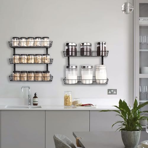 SWOMMOLY Adjustable Wall Mount Spice Rack, 9-Tier Dual-use (Multi-use) Organizer, Black - My Kitchen Products